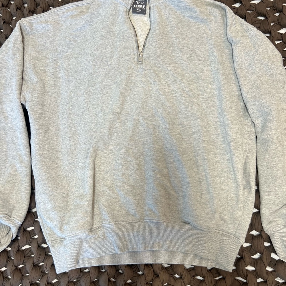TNA Light Gray Zip-Up Sweater